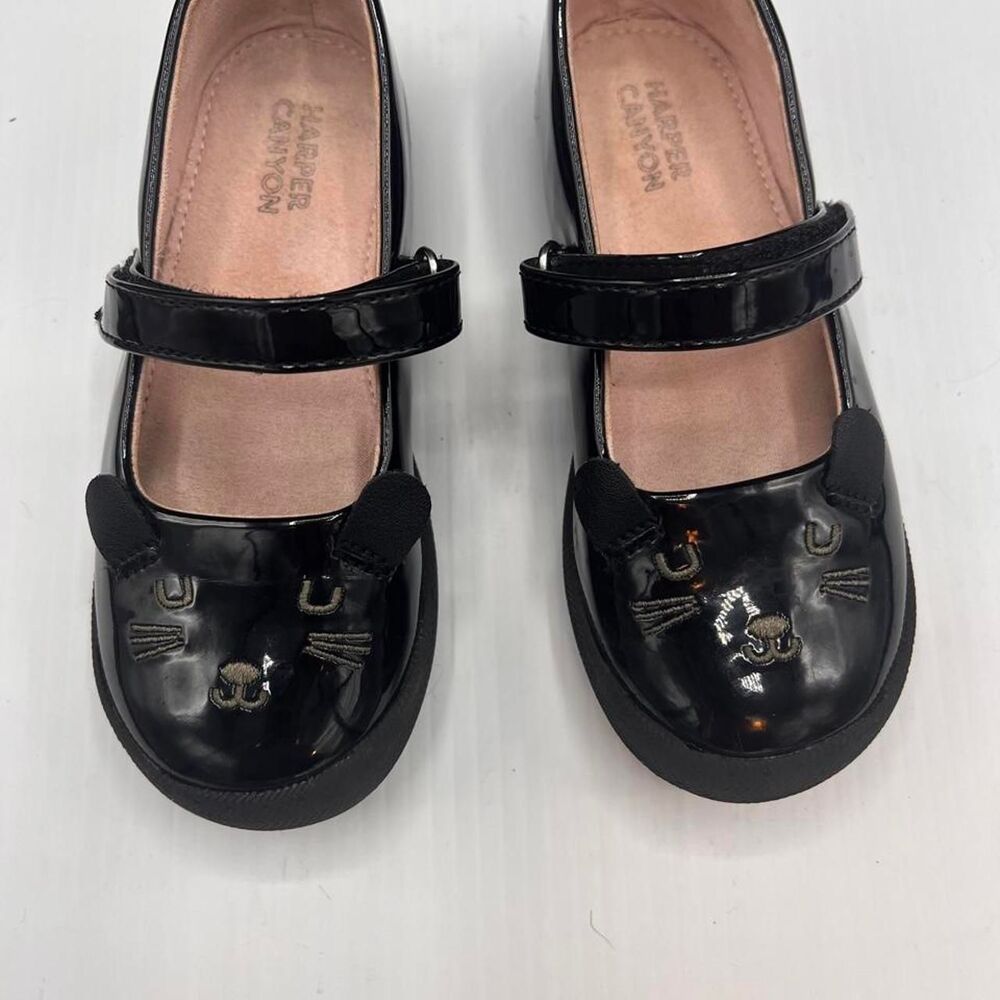 Harper Canyon Girls Size 9 Black Patent Cat Mary Jane Shoes Kitty Balletcore